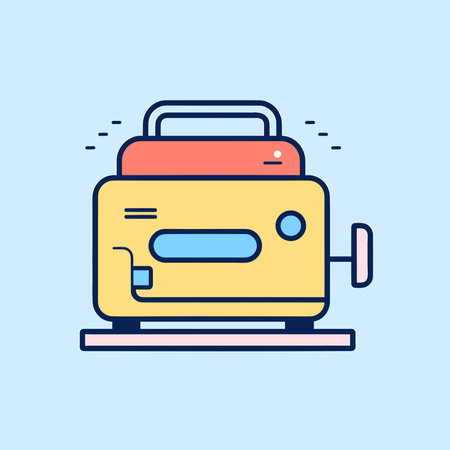 Vector of a yellow and red machine on a blue background - vector iconのイラスト素材