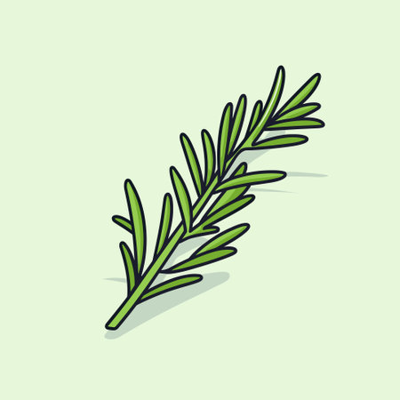 Vector of a fresh sprig of rosemary on a vibrant green backgroundのイラスト素材