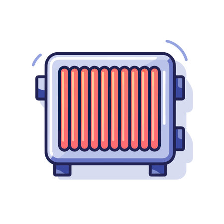 Vector of an electric heater icon with a long shadow on a white backgroundのイラスト素材