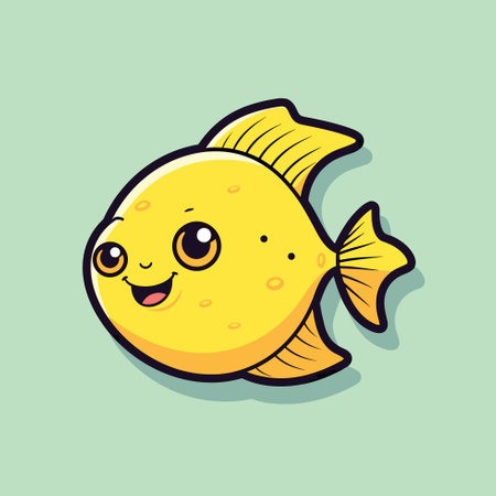 Vector of a cheerful yellow fish with a contagious smileのイラスト素材