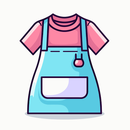 Vector of a blue apron with a pink shirt design, perfect for cooking enthusiasts and food loversのイラスト素材