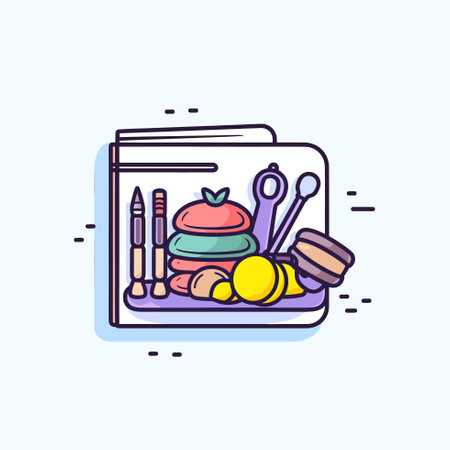 Vector of a colorful box filled with various items in a vibrant illustrationのイラスト素材