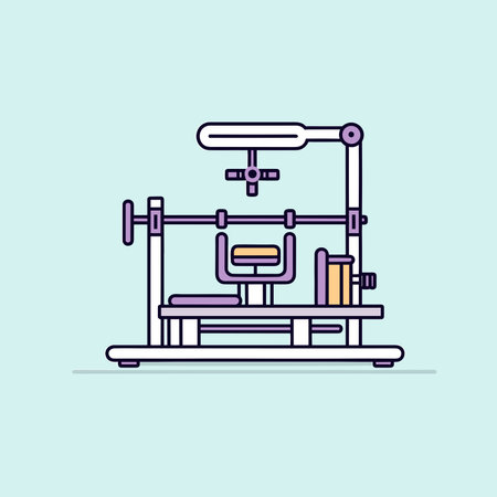 Vector of a hospital bed with a monitor on top, depicted in a simple and clean icon style
