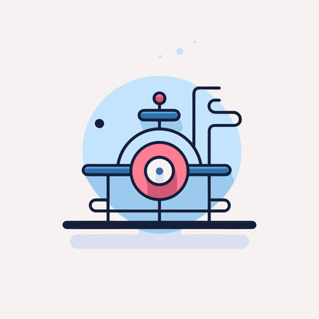 Vector of a machine with a circular object on top, in a simple line icon styleのイラスト素材