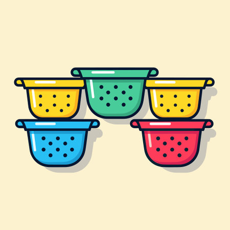 Vector of colorful stacked bowls on a white backgroundのイラスト素材