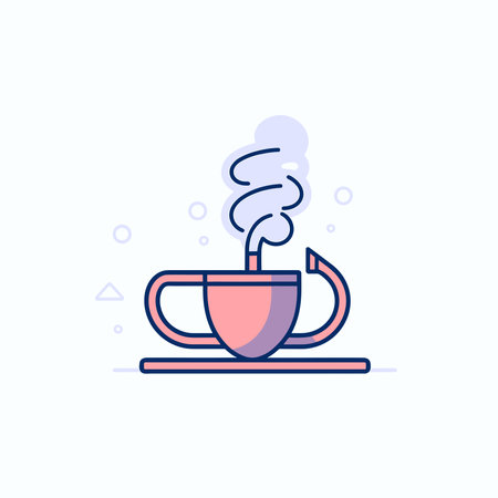 Vector of a flat icon vector of a coffee cup with steam coming out of it