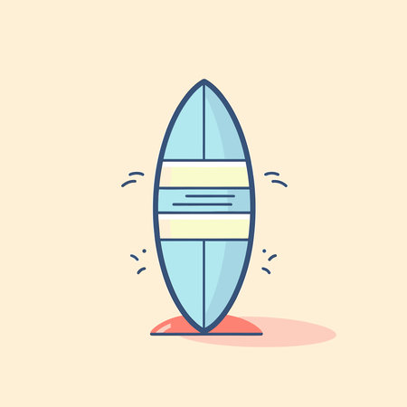 Vector of a flat blue surfboard on a sandy beachのイラスト素材