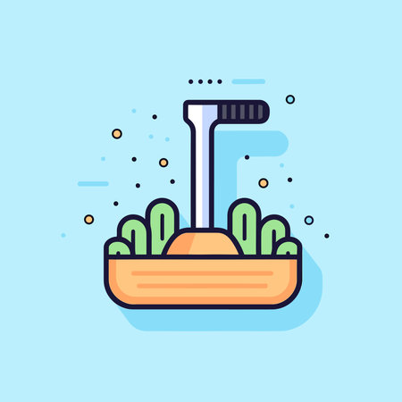 Vector of a planter with a shovel on top of it - icon line vectoのイラスト素材