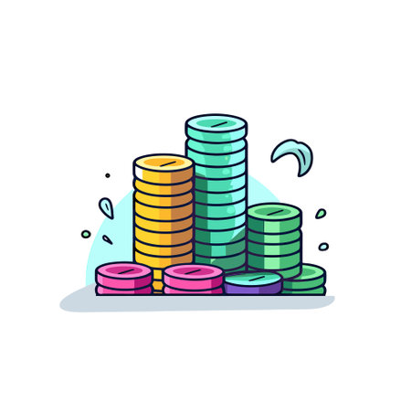 Vector of a stack of coins in a neat and organized arrangementのイラスト素材