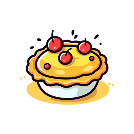 Vector of a delicious cupcake topped with fresh cherriesのイラスト素材