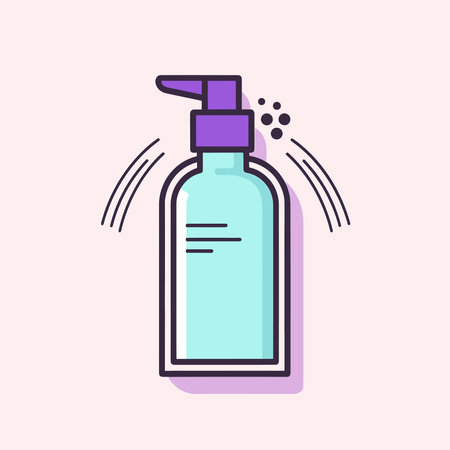 Vector of a flat vector icon of a hand sanitizer bottle on a pink backgroundのイラスト素材