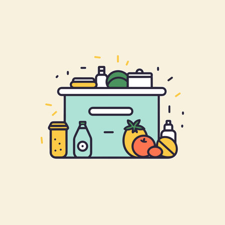 Vector of a lunch box filled with food and a bottle of juiceのイラスト素材