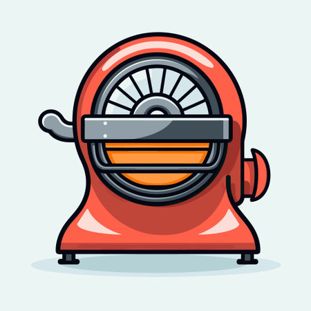 Vector of a red machine with a fan on top, representing an icon of modern technologyのイラスト素材