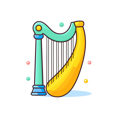 Vector of a golden harp with a blue handle, a symbol of music and eleganceのイラスト素材