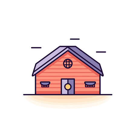 Vector a small red house with a  roof, depicting an iconic and simplistic designのイラスト素材