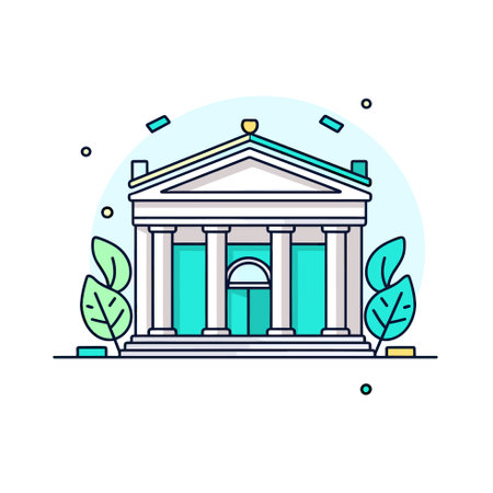 Vector of a Greek-style building with columns and pillarsのイラスト素材