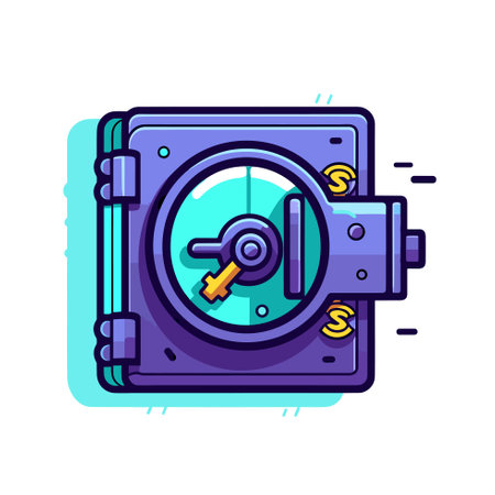 Vector of a purple and blue vector icon of a safeのイラスト素材
