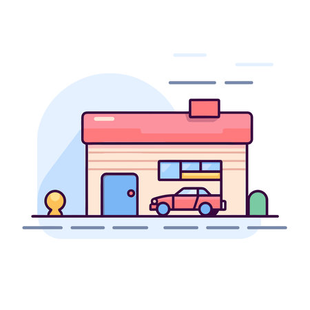 Vector a house with a parked car in frontのイラスト素材