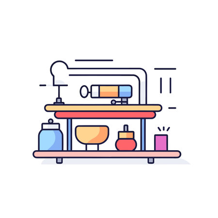 Vector of a flat icon vector of a table with various objects on itのイラスト素材