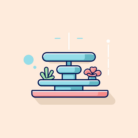 Vector a minimalist water fountain with a plant accentのイラスト素材