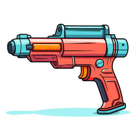 Vector of a red and blue toy gun on a white backgroundのイラスト素材
