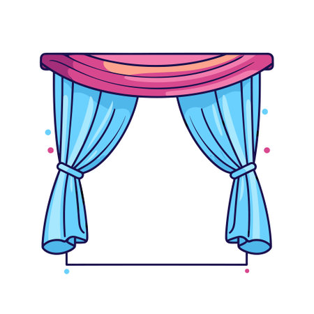 Vector of a colorful curtain with a pink top, adding a touch of vibrancy to the roomのイラスト素材