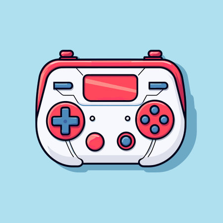 Vector of a red and white game controller on a blue backgroundのイラスト素材