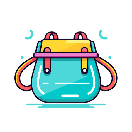Vector of a blue backpack with a vibrant yellow handleのイラスト素材