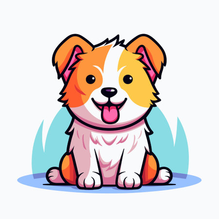 Vector of a cute cartoon dog sitting and sticking its tongue outのイラスト素材