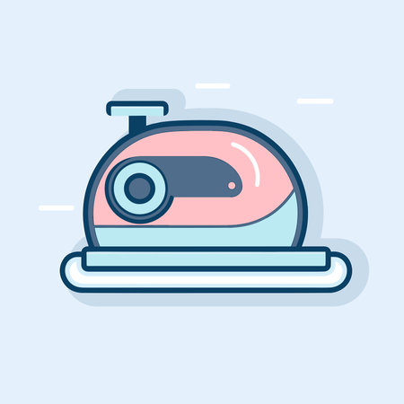 Vector of a pink and blue iron sitting on top of a tableのイラスト素材