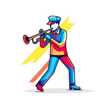 Vector of a man playing a trumpet on a white backgroundのイラスト素材