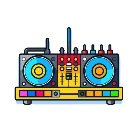 Vector of a vintage boombox with dual speakers, perfect for playing your favorite tunesのイラスト素材