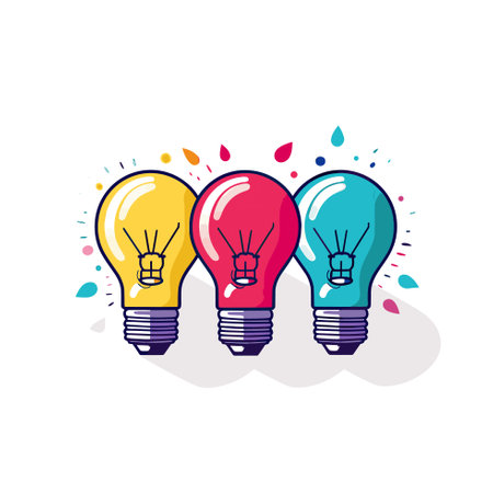 Vector of colorful light bulbs on a white backgroundのイラスト素材