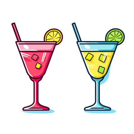 Vector of two glasses side by sideのイラスト素材