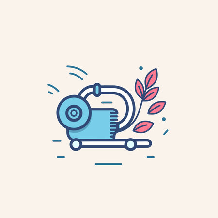 Vector of a blue machine with a sprout icon in a modern and sleek line styleのイラスト素材