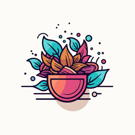 Vector of a beautifully illustrated flower in a vaseのイラスト素材