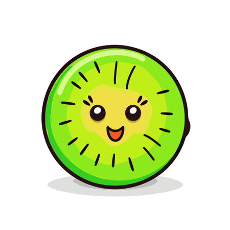 Vector of a cheerful kiwi cartoon with a friendly smileのイラスト素材