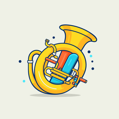 Vector of a vibrant and colorful illustration of a trumpet with a unique designのイラスト素材