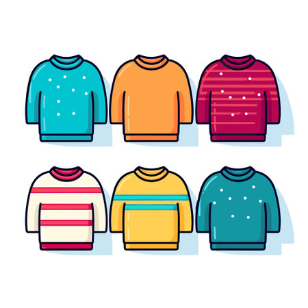 Vector of colorful sweaters on a clean white backgroundのイラスト素材