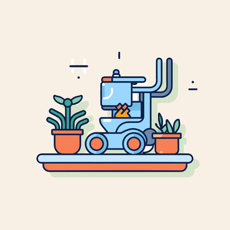 Vector of a machine with a potted plant on top of it, designed as an iconのイラスト素材