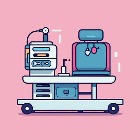 Vector of a machine on a pink background tableのイラスト素材