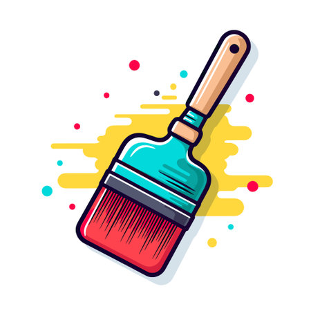 Vector of a paintbrush with a wooden handle on a white backgroundのイラスト素材