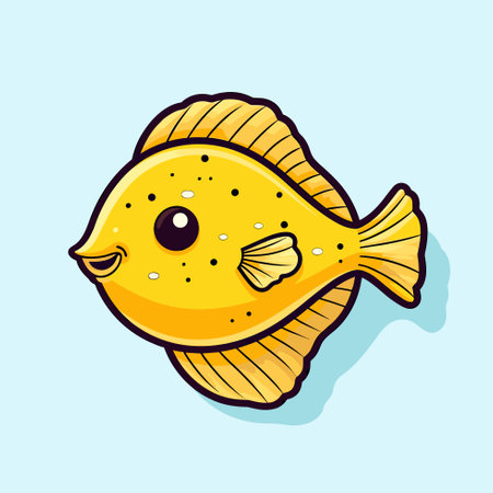 Vector of a small yellow fish with a black eye on a white backgroundのイラスト素材