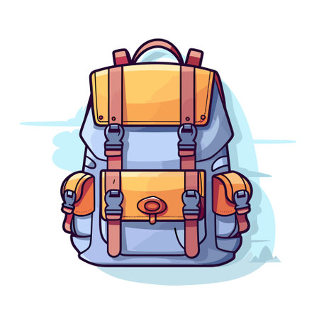 Vector of a colorful backpack with a vibrant combination of yellow and blueのイラスト素材