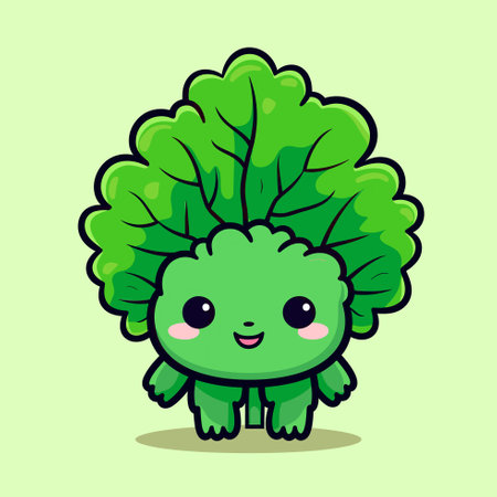 Vector of a happy broccoli with a cheerful smileのイラスト素材