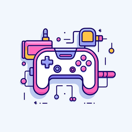 Vector of a video game controller icon in a simple line vector styleのイラスト素材