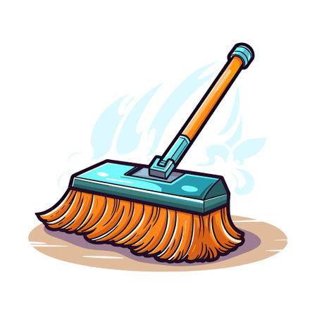 Vector of a white background with a broom icon and a handleのイラスト素材