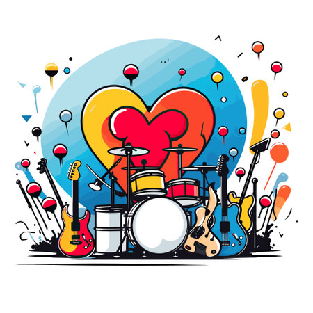 Vector of a heart-shaped icon on a drum setのイラスト素材