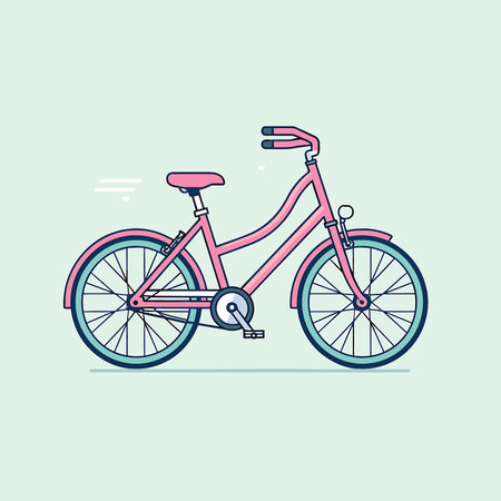 Vector of a pink bicycle with a pink seat on a light blue backgroundのイラスト素材
