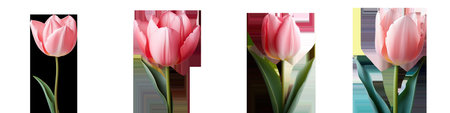 Pink tulip isolated on a transparent background macro shotの素材
